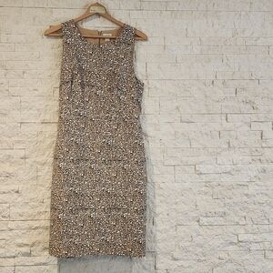 J Crew factory animal print basket weave fitted sheath sleeveless dress sz 10